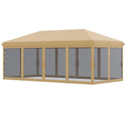 GAZEBO DA GIARDINO 6X3M PIEGHEVOLE CON ZANZARIERA, ALTEZZA REGOLABILE E BORSA DI TRASPORTO, BEIGE