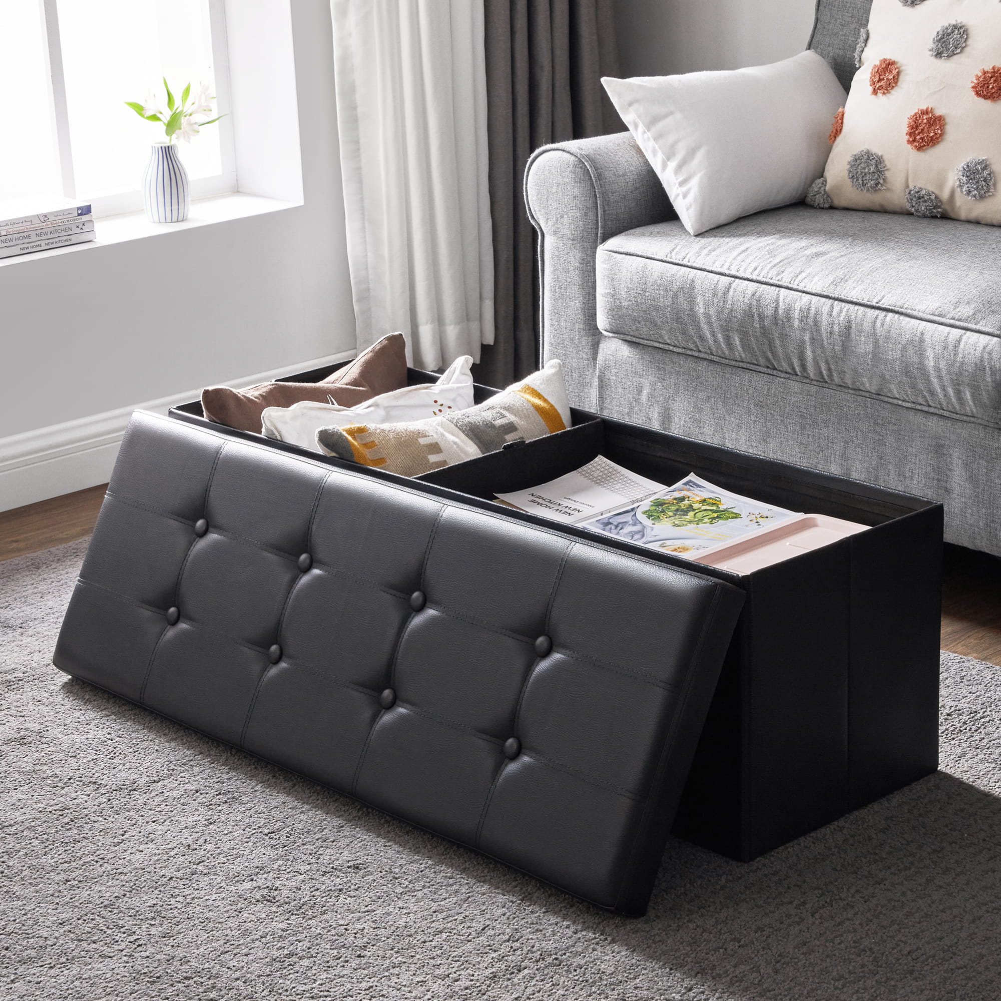 Pouf contenitore VALORA, nero - LSF701V1
