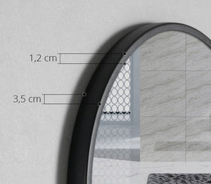 SPECCHIO Valora CON MENSOLA 70CM Nero Rotondo Stile Loft