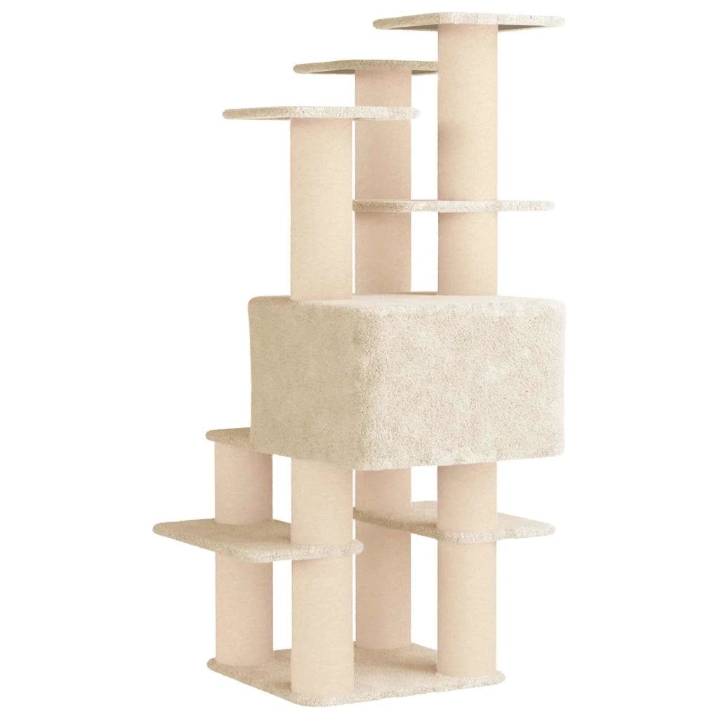 Albero per gatti con pali per graffiare in sisal Crema 161 cm 42033051