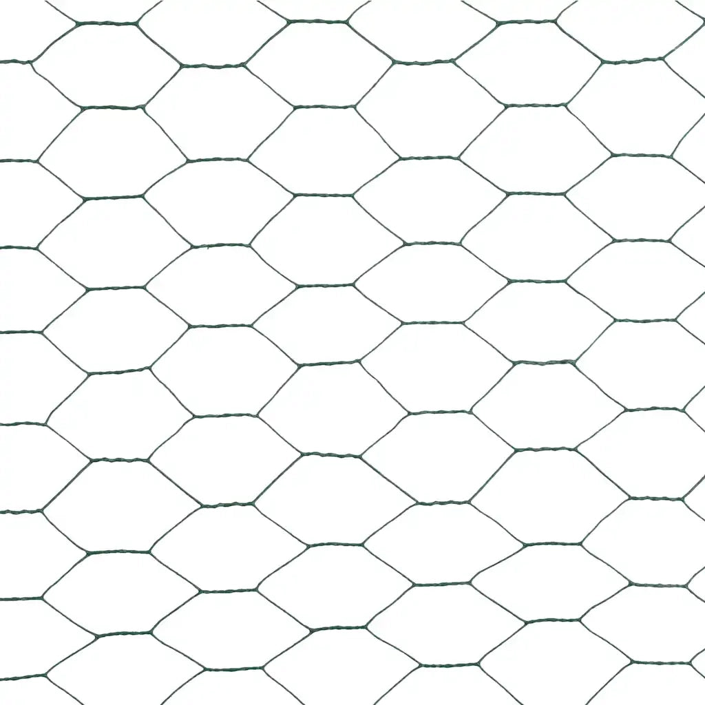 Recinzione in Rete per Pollaio in Acciaio e PVC 25x1,2 m Verde 143269