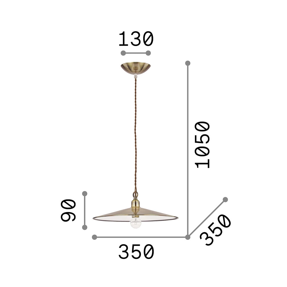 Sospensione Rustica-Country Cantina Metallo Ottone Brunito 1 Luce E27