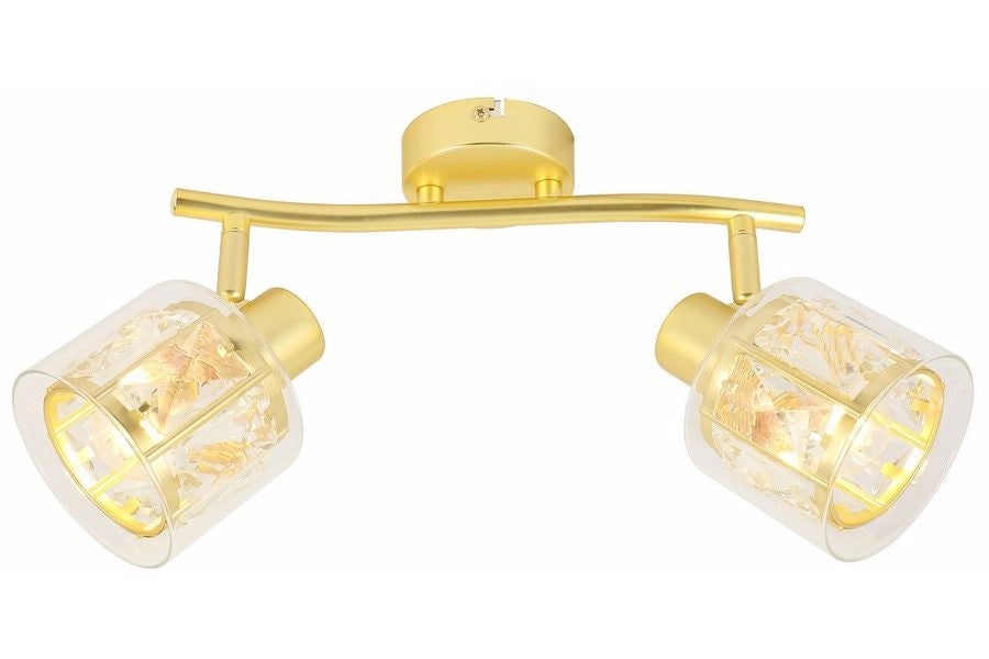 Plafoniera glamour oro a barra doppia, 2xE14 Elmo Reality