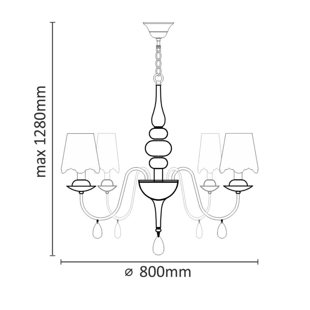 Lampadario classico FABRIZIA bianco 6xE14 Polux 310415
