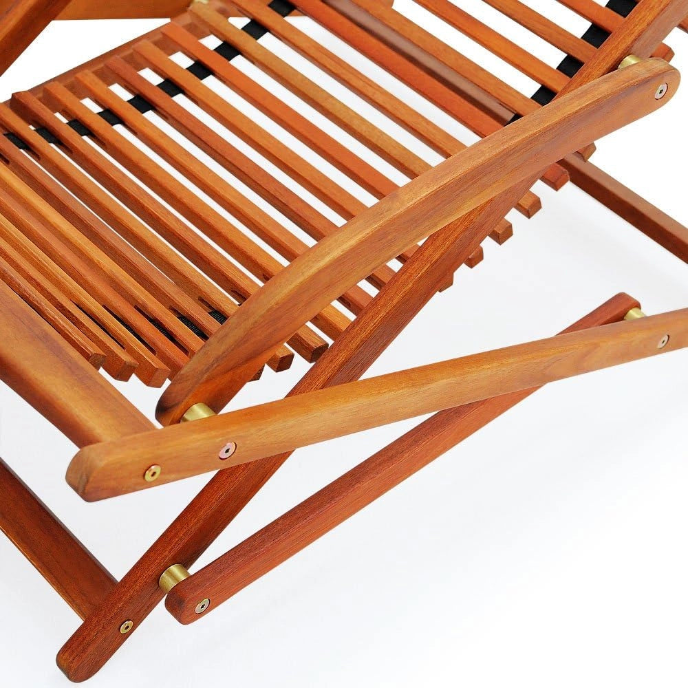 ® 2x Lettino Prendisole Ergonomico 120kg Legno Acacia Sdraio Pieghevole incl. Poggiapiedi e Cuscino Lettini Sauna