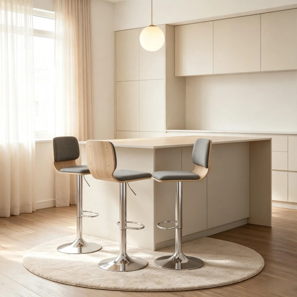 SGABELLI BAR Set da 2 pezzi girevoli 360° regolabili in altezza 41x47,5x81-102 cm Grigio