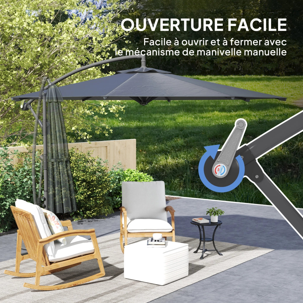 Ombrellone da giardino ottagonale pieghevole ¨C Zephmum ¨C Grigio scuro diametro 3 m