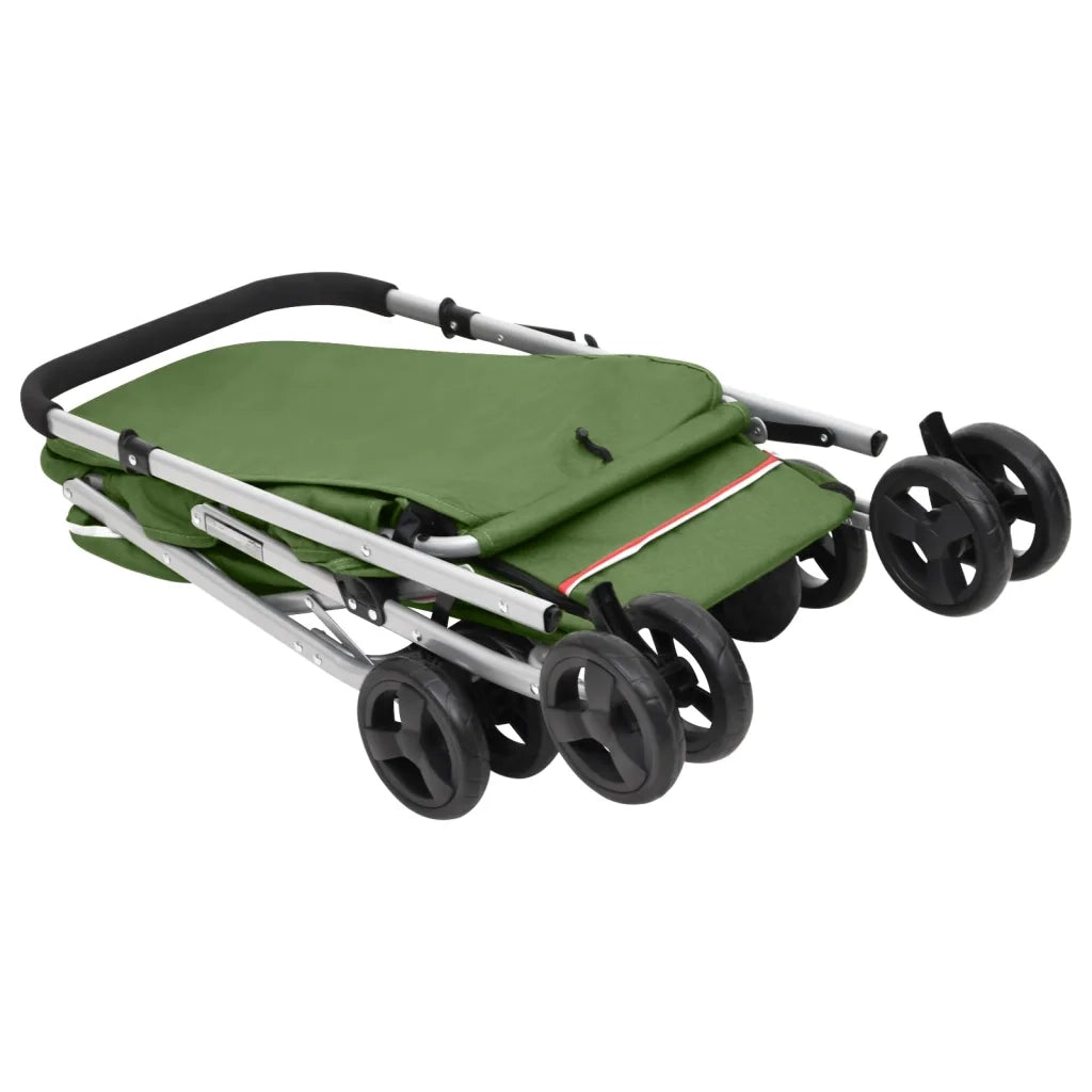 Passeggino Cani Pieghevole Verde 100x49x96cm Tessuto di Lino 172204