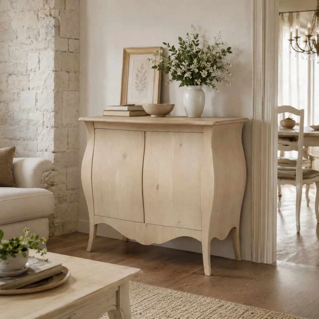 Credenza sagomata 2 porte legno grezzo 120x54x94 (2146) - Mobili 2G