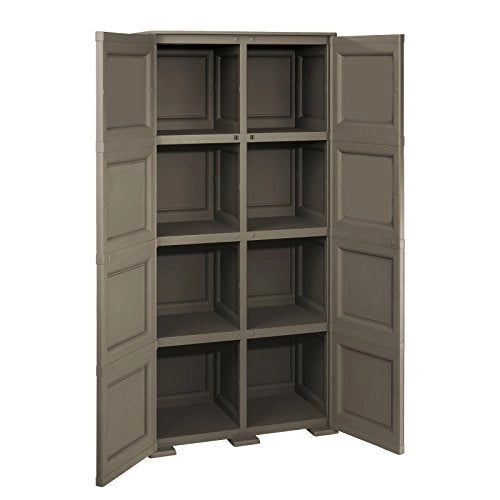 ARMADIO WENGÉ 2 ANTE 79X43X164 CM CON 8 SCOMPARTI – MOBILE ALTO CONTENITORE SALVASPAZIO PER ORGANIZZAZIONE CASA