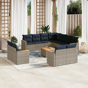 Set Divani da Giardino 12 pz con Cuscini Grigio in Polyrattan 3226509