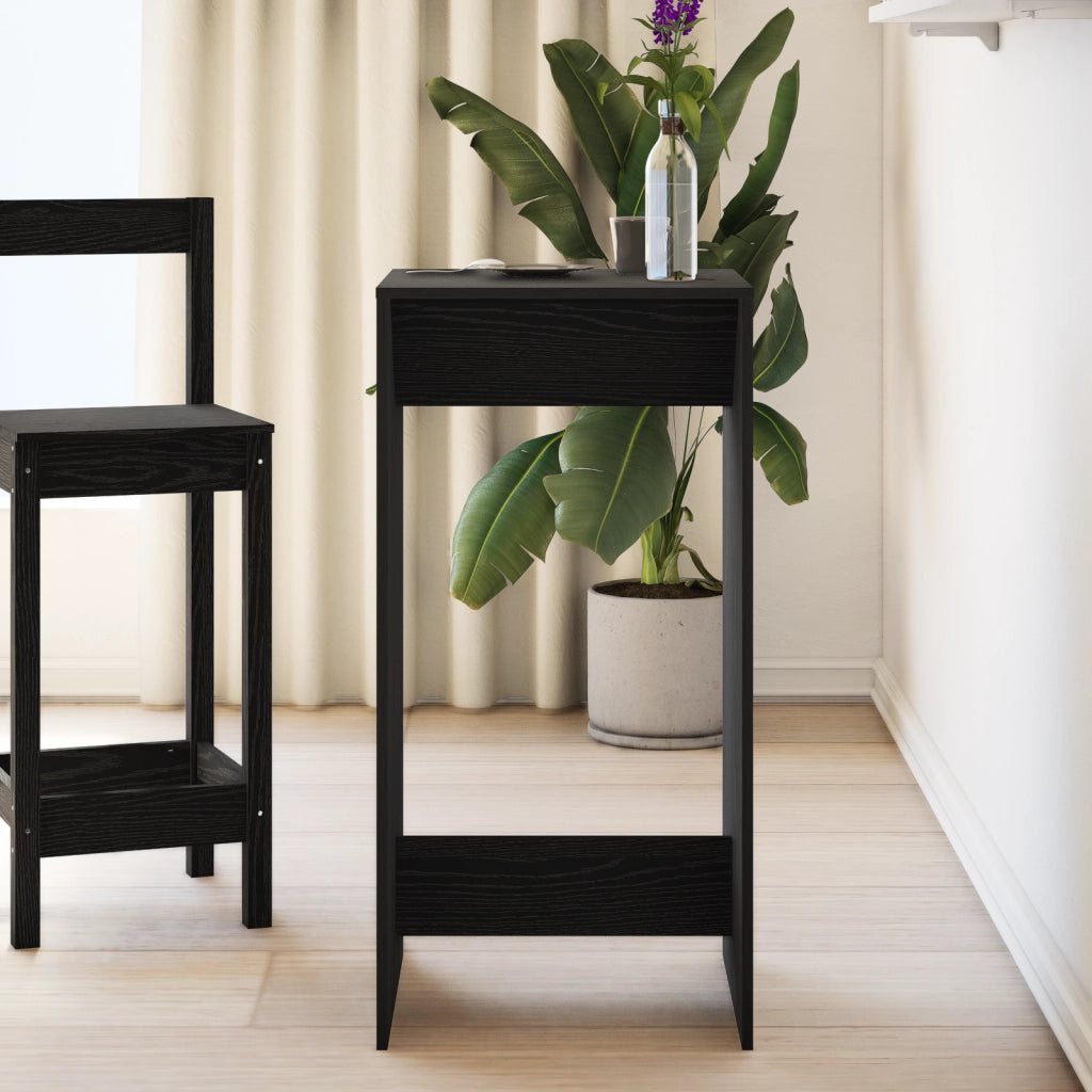 Tavolo da Bar Nero Rovere 51x50x103,5 cm Legno Ingegnerizzato