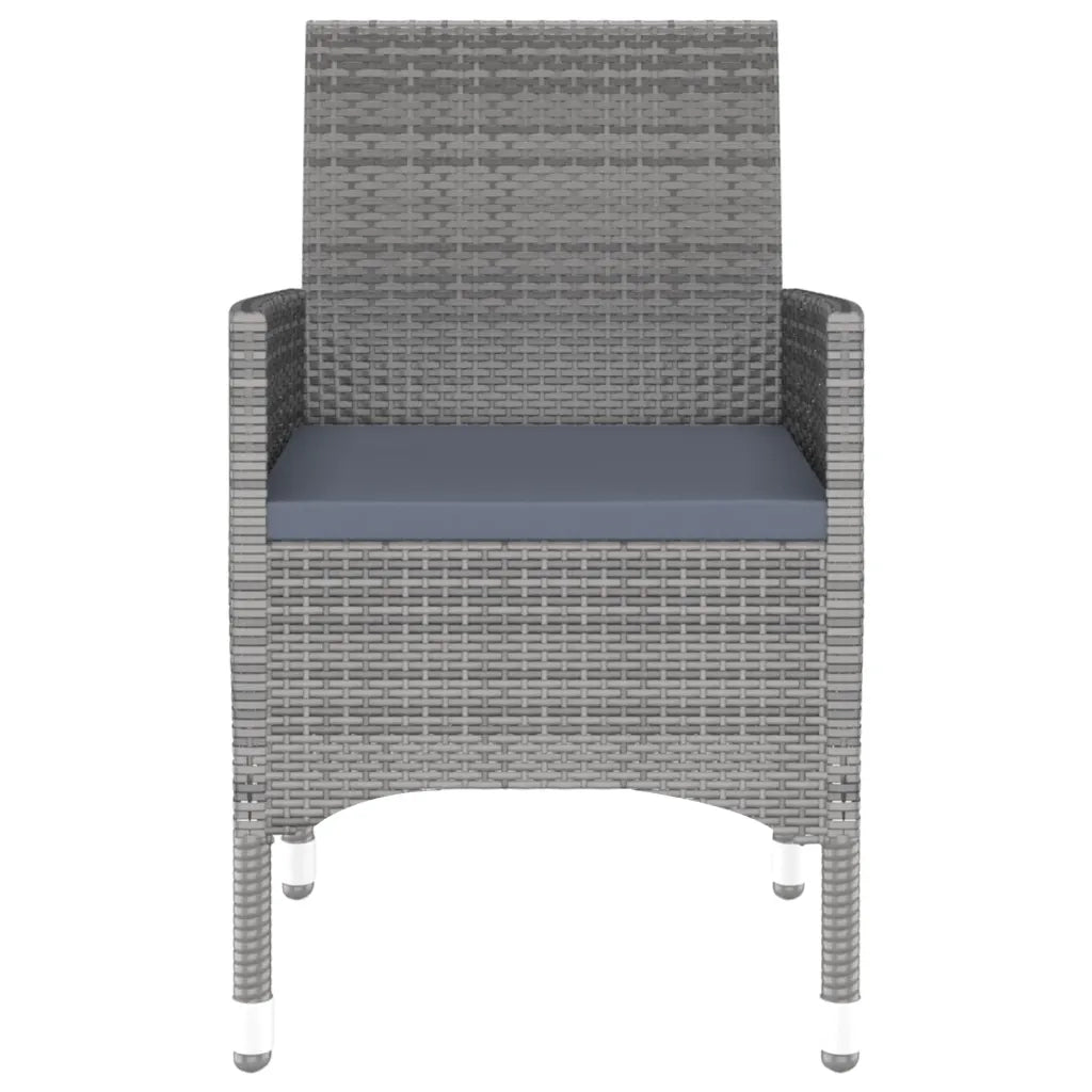Set da Pranzo per Giardino 3 pz | Set Salotto da Giardino in Polyrattan Grigio