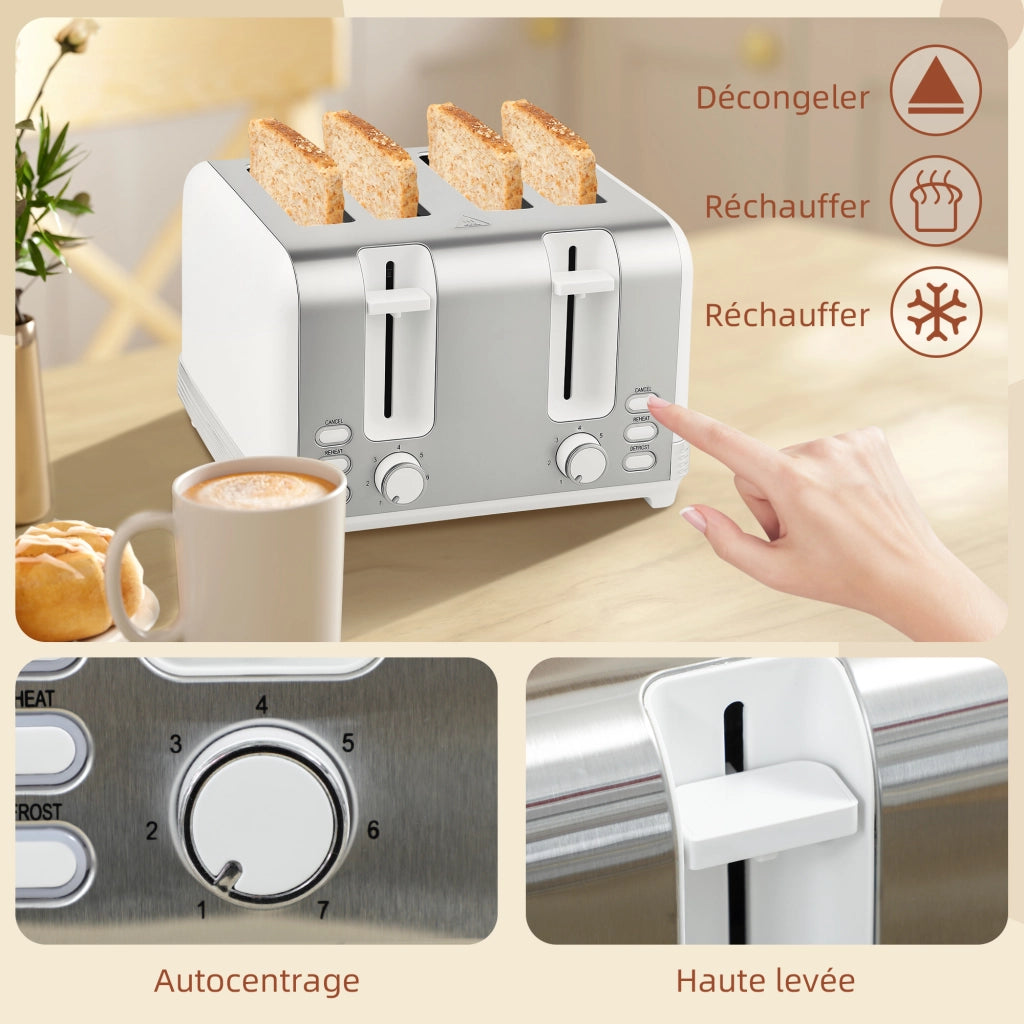 Bollitore e Tostapane ¨C Zephmum ¨C Inox 1.7L 2200W 4 Fette Bianco