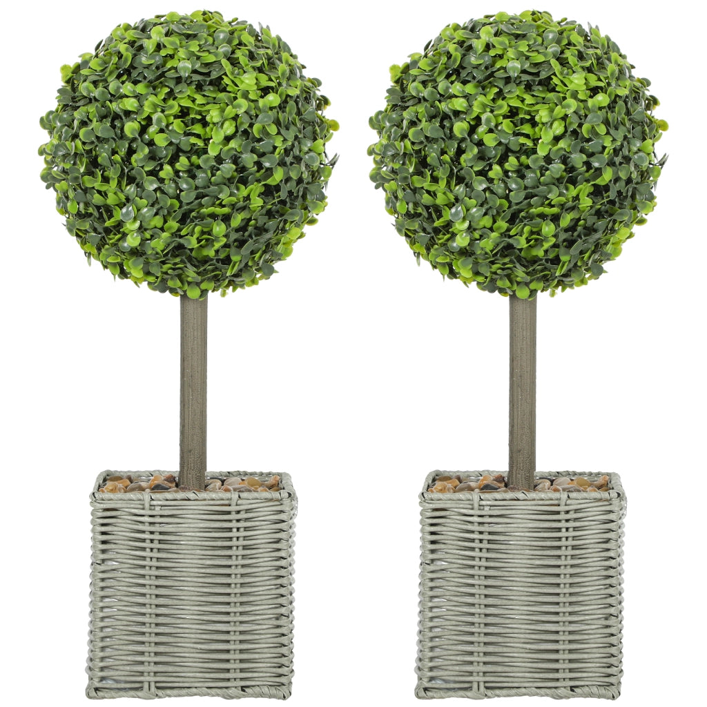 Pianta artificiale decorativa ¨C zephmum ¨C Boule di bosso 50 cm con vaso e ghiaia, verde