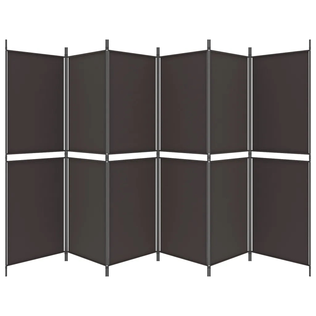 Divisorio a 6 Pannelli Marrone 300 x 180 cm in Tessuto 350223