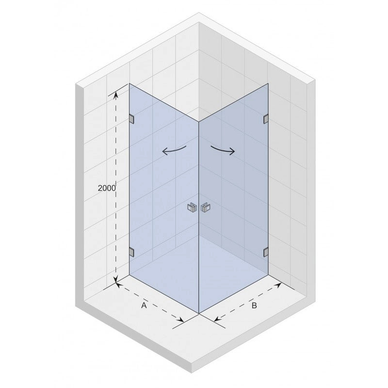 SCANDIC NXT 209 RIHO 90x90 x200cm Box Doccia Angolare con Cerniera Cromo