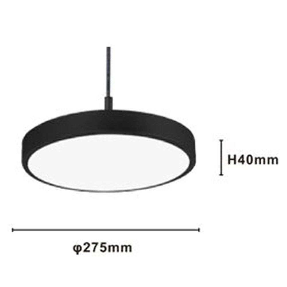Trade Shop - Lampadario A Sospensione Led 40w Nero Cerchio Tondo Moderno Minimal Luce 6500k 32903 -