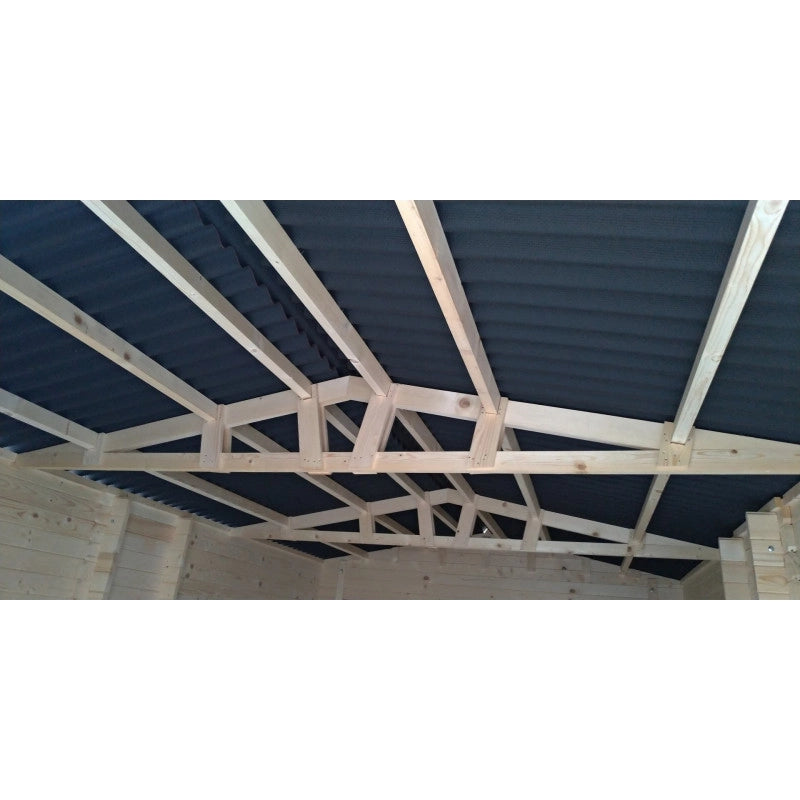 Garage in legno 350x540 cm – Pareti 28 mm – Tetto ondulato – Porta doppia – Dorna – DO3554N Foresta