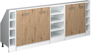 Mobile cucina sottotetto R-Line, Rovere artigianale/bianco, 210 cm Set di 5