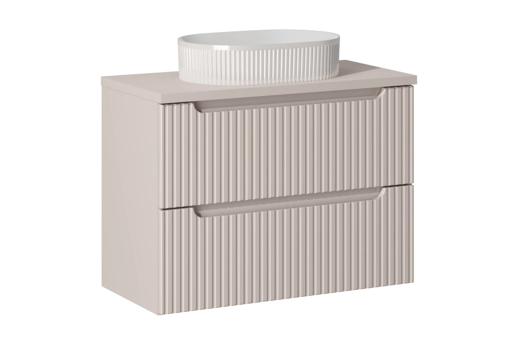 Set mobili bagno 80 cm con piano e lavabo da appoggio Beyond Nova Cashmere 80 x 1401 x 40 cm