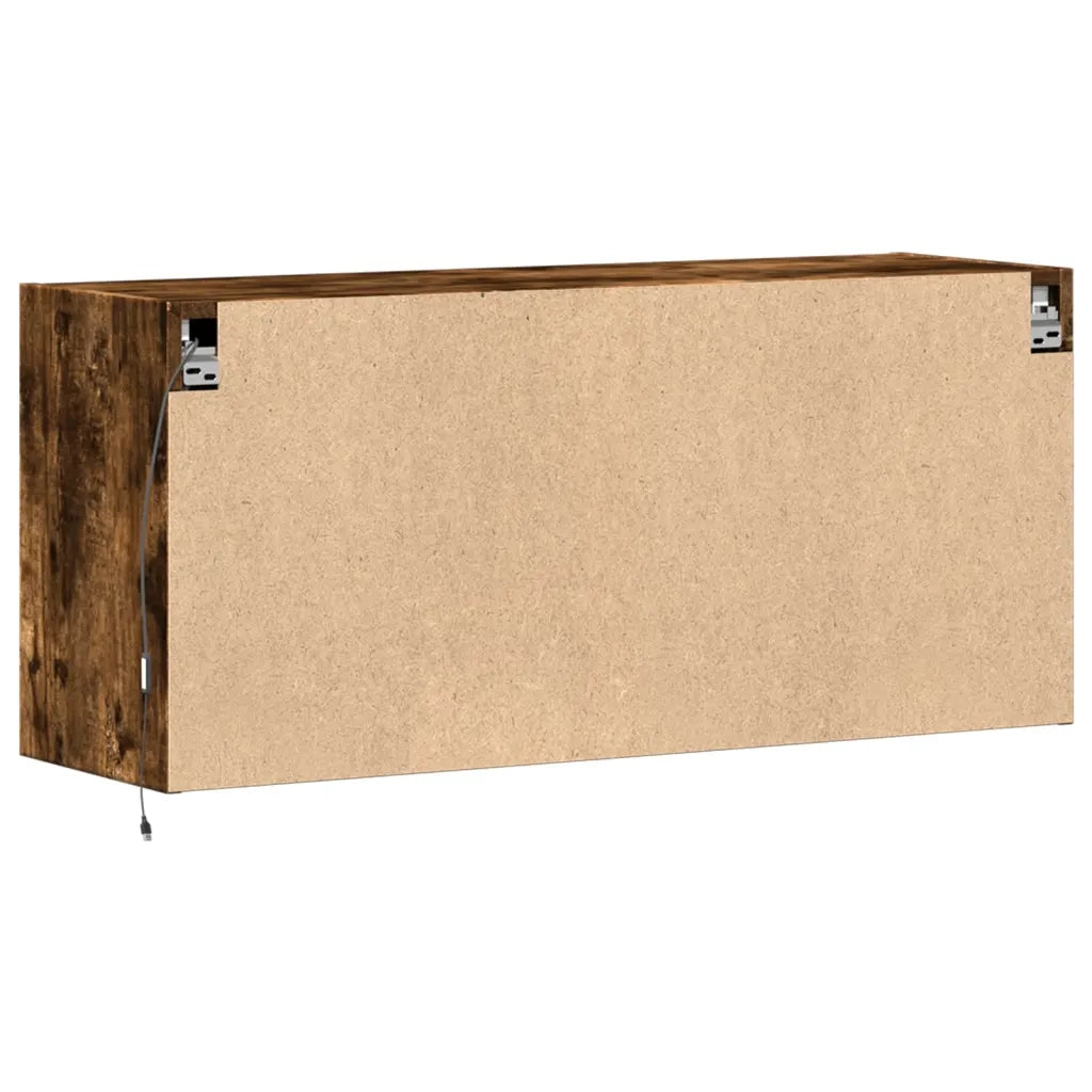 Mobile TV a Parete con Luci LED Rovere Fumo 100x31x45 cm