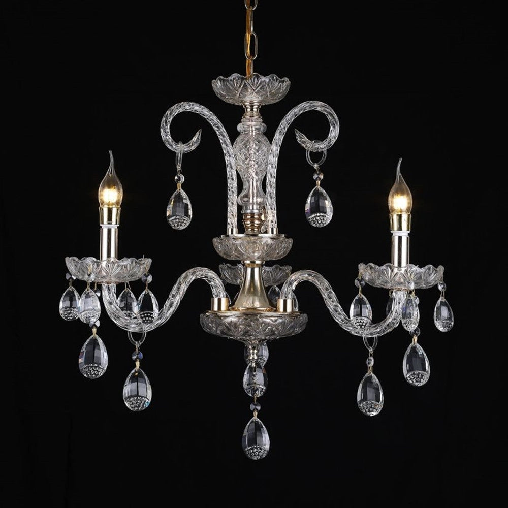 Trade Shop - Lampadario A 3 Bracci Classico A Sospensione Lampada Impero Barocco Cristalli 92471 -