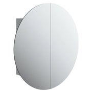 Mobiletto da bagno a parete con specchio rotondo e illuminazione a LED 54 x 54 x 17 cm ampio spazio contenitivo design elegante in legno grigio 02_0047114