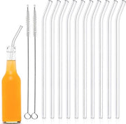Riccioli di vetro 10 pezzi 20 cm curvi per cocktail - riutilizzabili - con spazzole per pulizia - per whiskey - caffè - bibite - acqua .