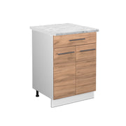 Mobiletto base per cucina Fame-Line Rovere dorato/Bianco 60 cm con cassetto, PL Marmo Vicco