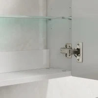 Armadietto Bagno da Parete in Legno con 3 Ripiani Regolabili in Vetro su 3 Livelli, 40x15x55 cm, Bianco