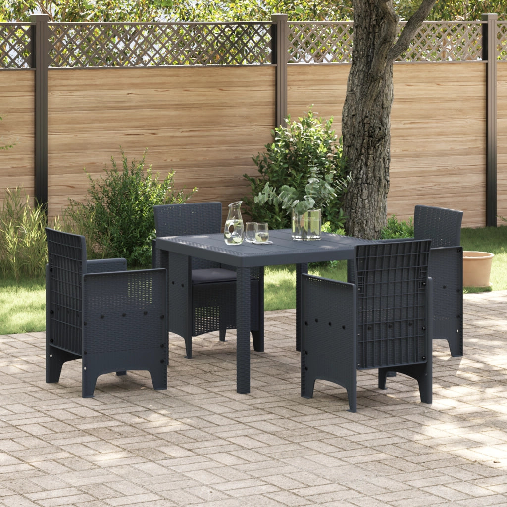 Set pranzo giardino 5 pezzi con cuscini Antracite Rattan in polipropilene