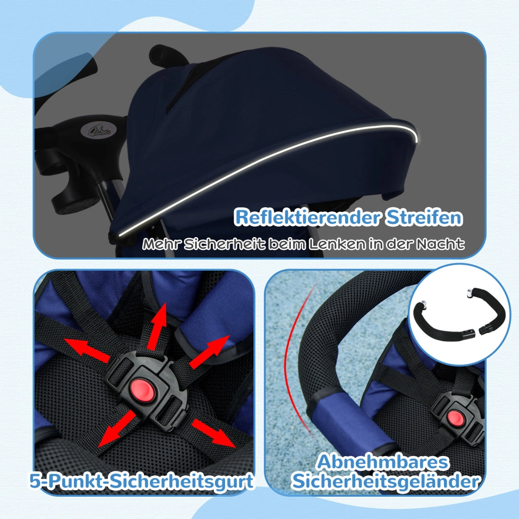 Triciclo per Bambini 6-in-1 con Spingi ¨C Zephmum ¨C Blu