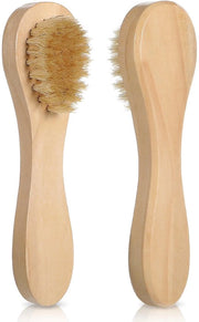 Pacchetto con 3 spazzole corporee, spazzola per la doccia con schiuma di legno, mini spazzole secche, spazzola esfoliante per il viso, migliora il flusso sanguigno per viso, collo, gambe, schiena, uso umido e secco, 14,5 x 4 cm.