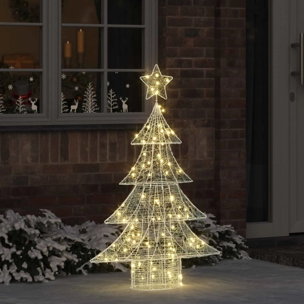 Albero di Natale con 100 LED Bianco caldo 120 cm Acrilico