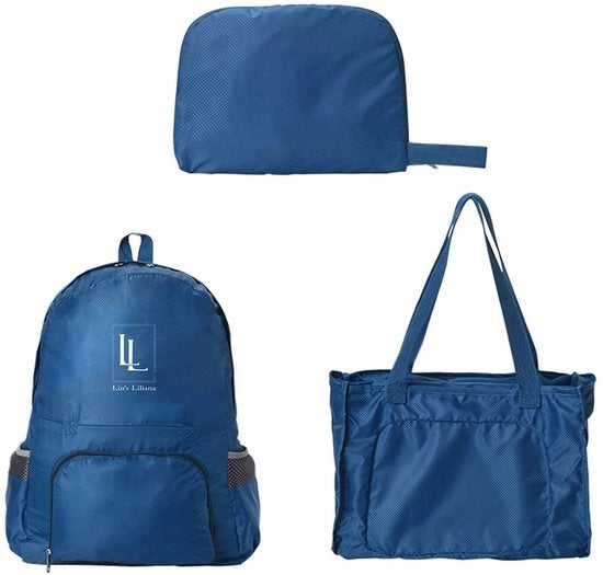 Borsa grande pieghevole, borsa scolastica multifunzionale, borsa da sera regolabile, leggera, impermeabile, resistente alle scalfitture per viaggi di scuola (blu scuro)