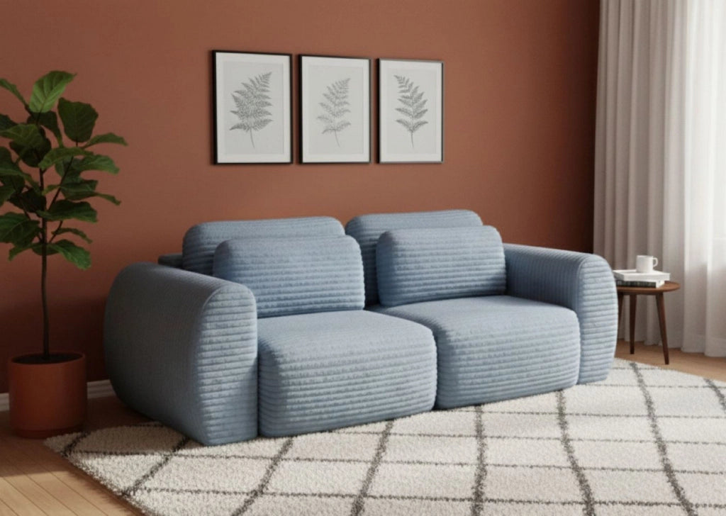 Golgi, Divano Letto 2 Posti Contenitore, 266x121 cm blu