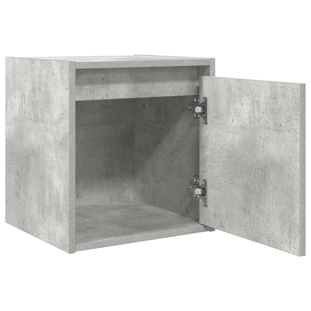 Comodino | Armadio da Notte | Mobiletto da notte a Muro Grigio Cemento 38x34x40 cm