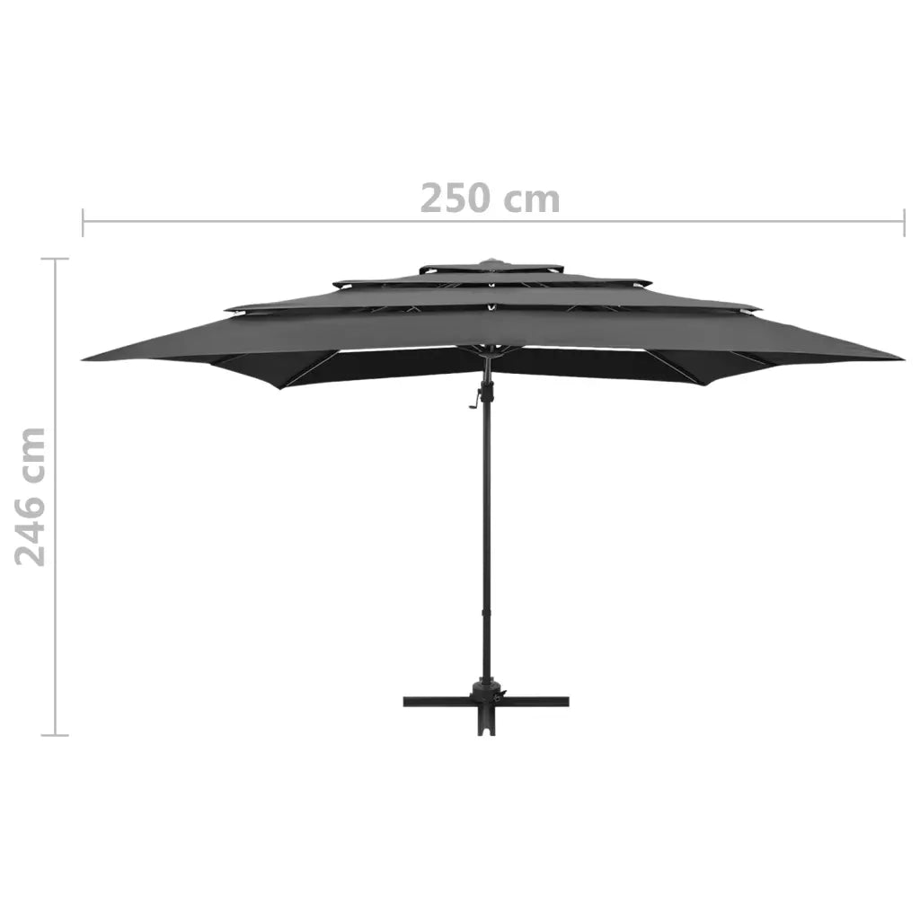 Ombrellone a 4 Livelli Palo in Alluminio-Ombrello da giardino 250x250 cm Antracite