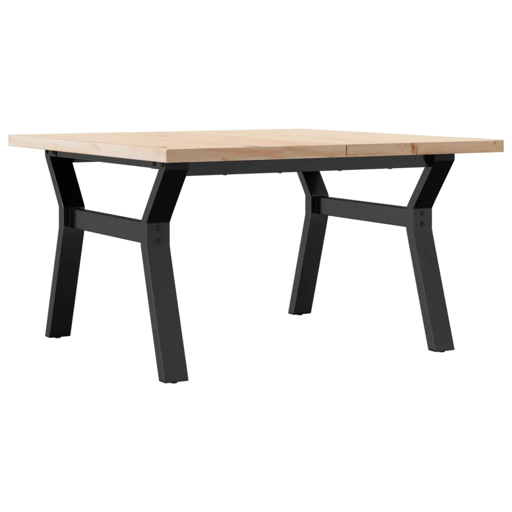 Tavolino Salotto Telaio a Y 80x80x45,5cm Legno Pino e Acciaio