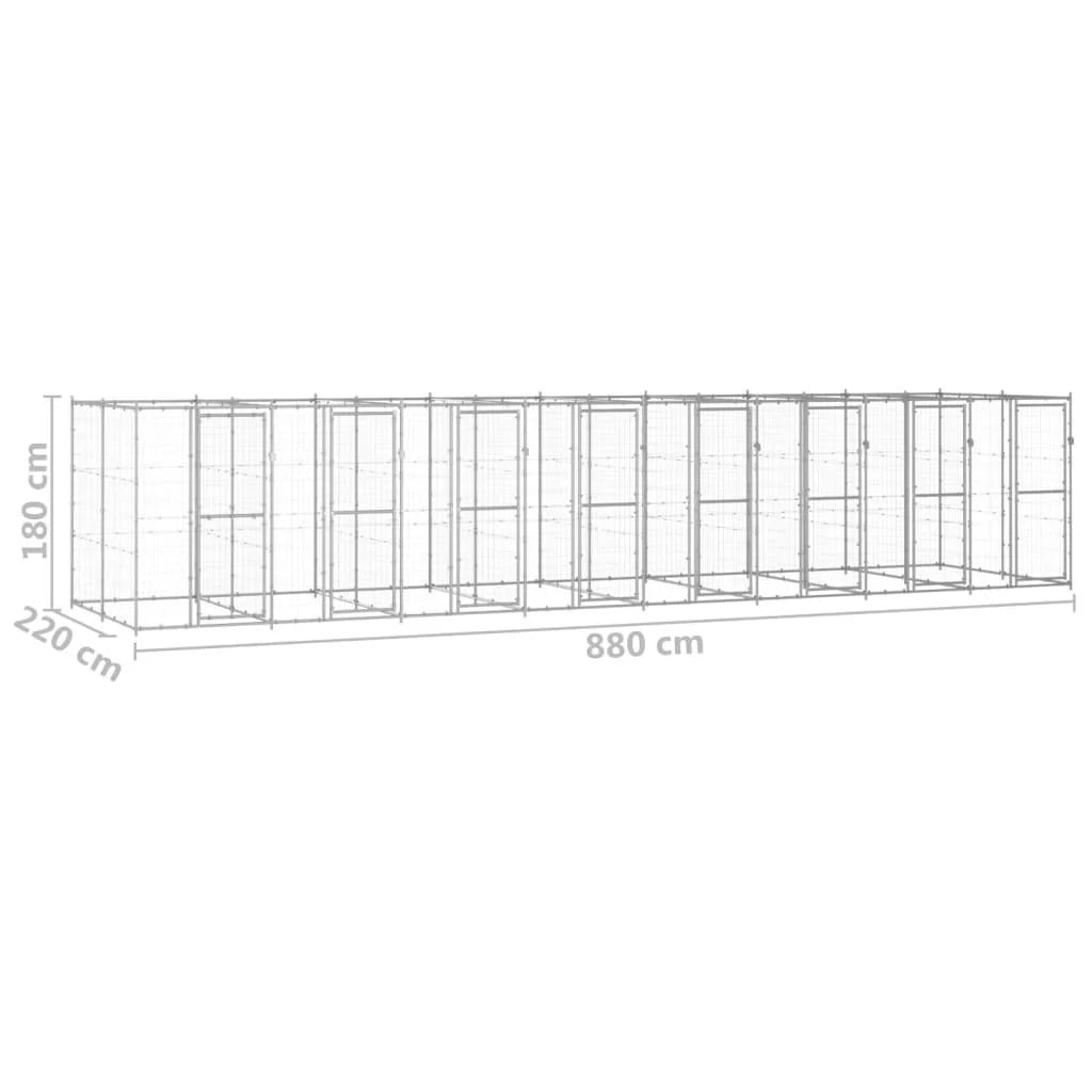 Recinto per animali da esterno per cani in acciaio zincato 19,36 m² 02_0000411