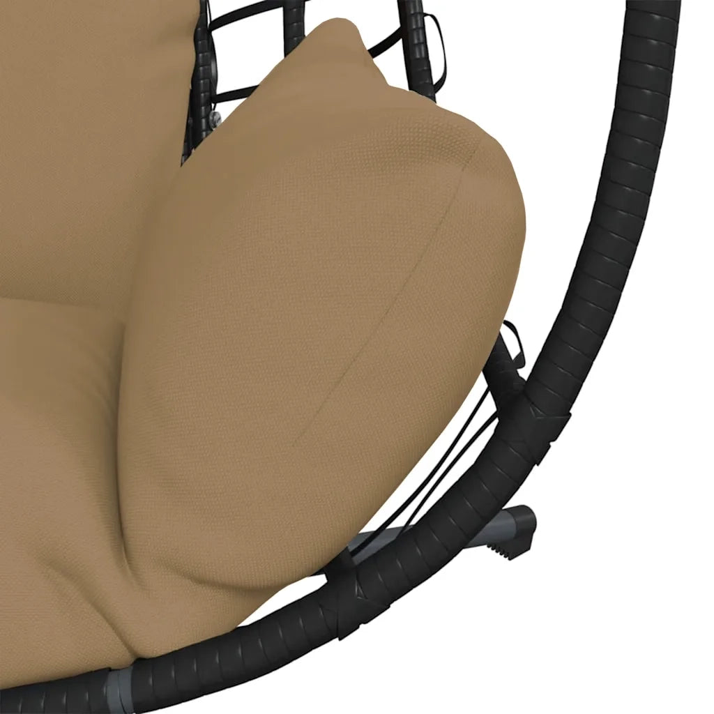 Sedia a Uovo Sospesa con Supporto Tortora Polyrattan e Acciaio CFW5926742