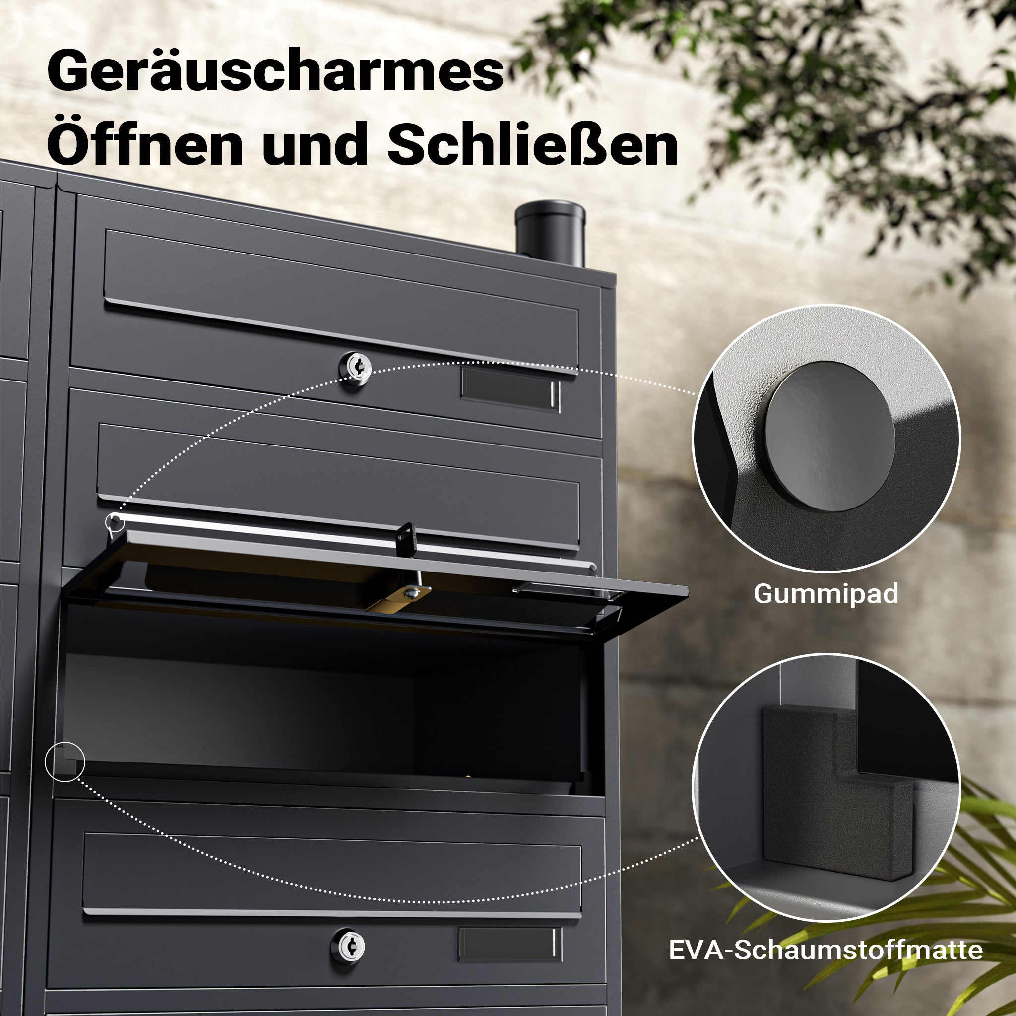 Cassetta postale condominiale autoportante, 10 posti, antracite, 945 x 270 x 1500 mm, 2 moduli