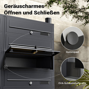 Cassetta postale condominiale autoportante, 10 posti, antracite, 945 x 270 x 1500 mm, 2 moduli