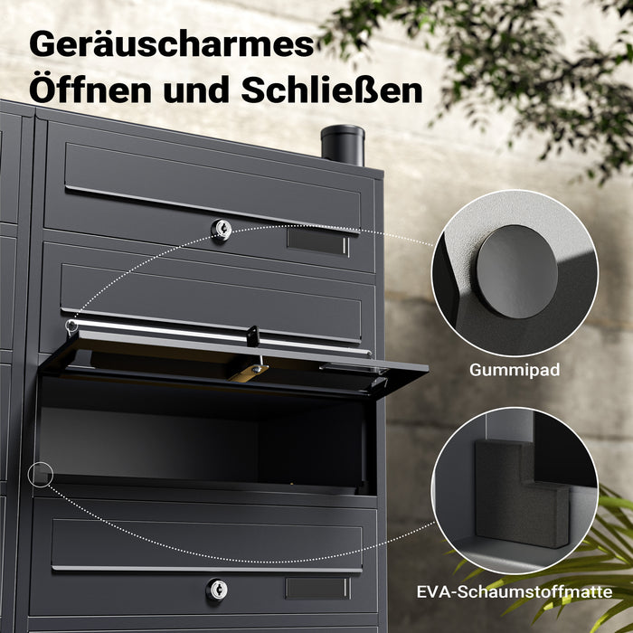 Cassetta postale condominiale autoportante, 10 posti, antracite, 945 x 270 x 1500 mm, 2 moduli