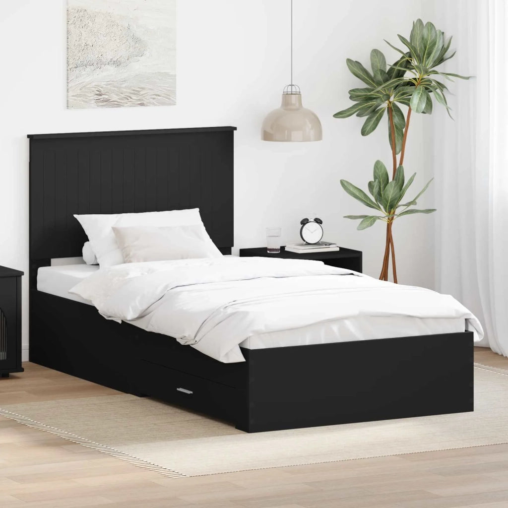 Struttura del letto con testiera Nero e Argento 90 x 200 cm 3411342
