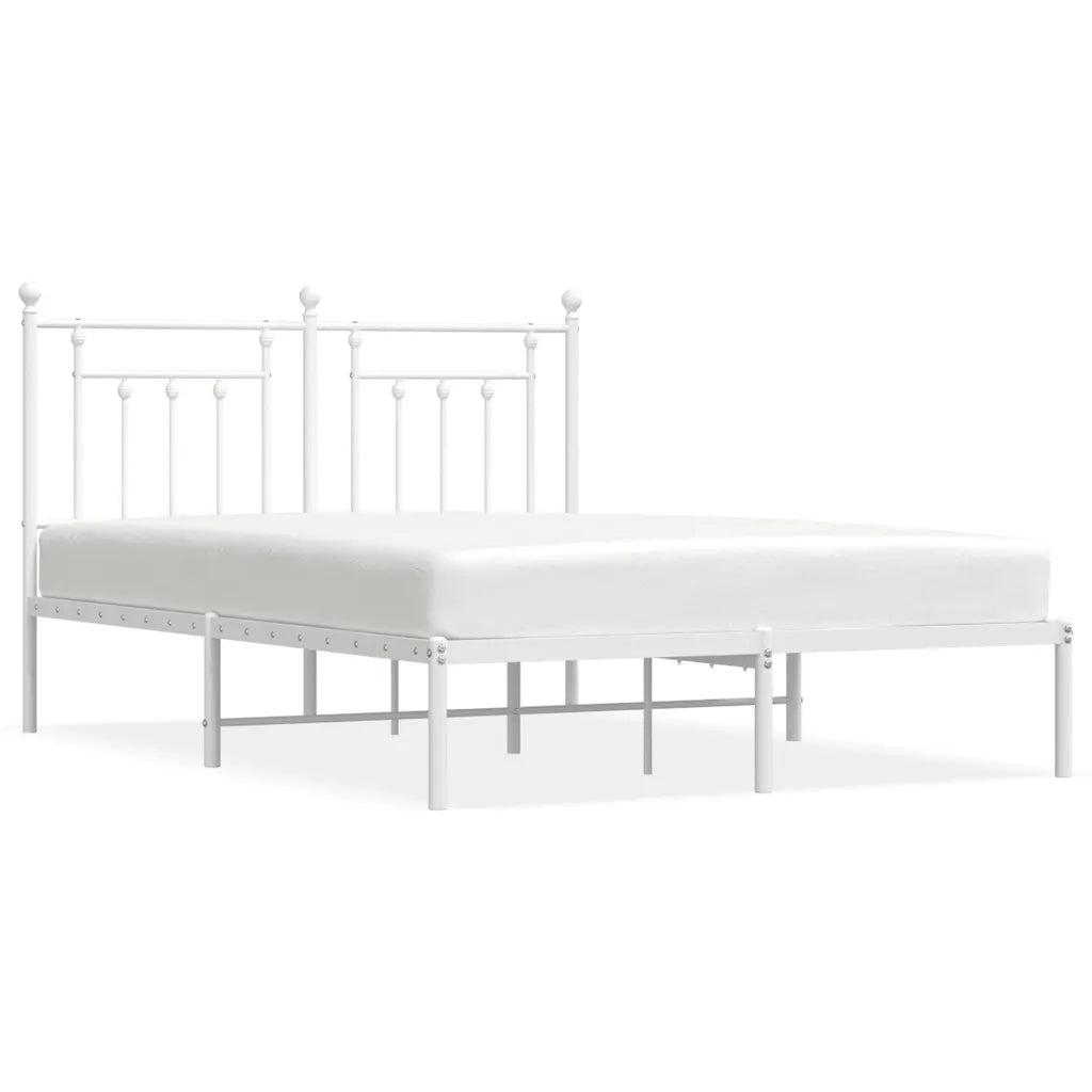 Giroletto con Testiera-Struttura Letto con testiera Metallo Bianco 140x190 cm 536185