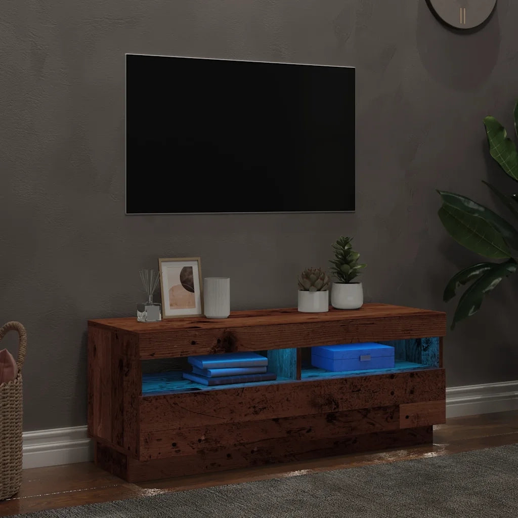 Mobile Porta TV con LED Legno Antico 100x35x40 cm Truciolato 856355