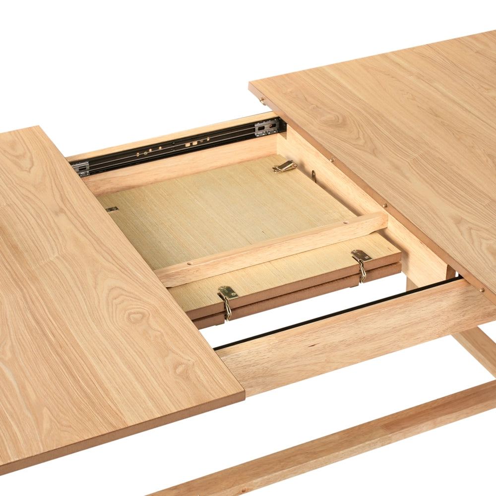 Tavolo da cucina allungabile per sala da pranzo Piano impiallacciato rettangolare Finitura naturale Gambe in legno massiccio 160/200 x 90 cm Legno di frassino chiaro