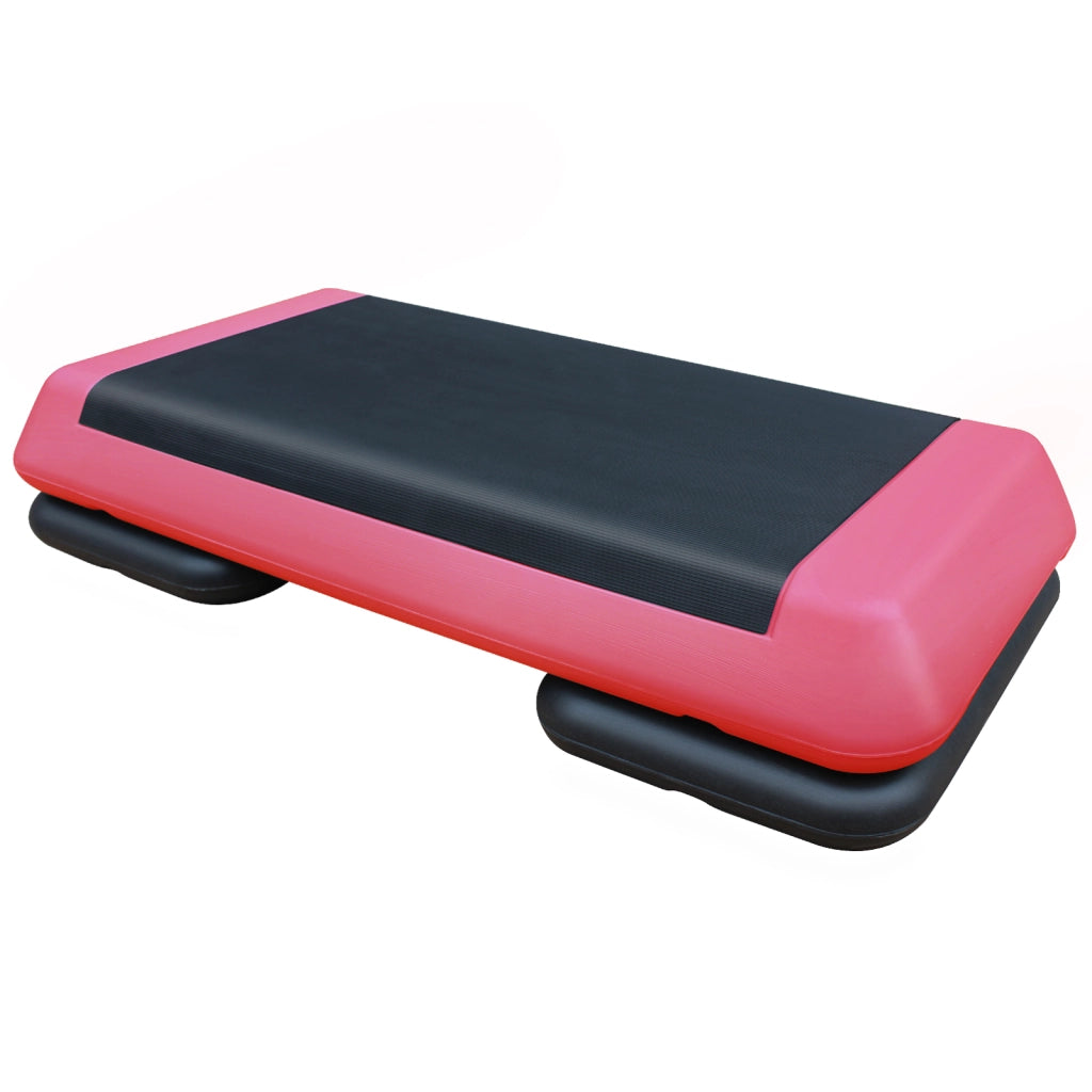 Piattaforma Step Aerobica Regolabile 76 cm per Fitness, con 2 Alzate, Rosso e Nero